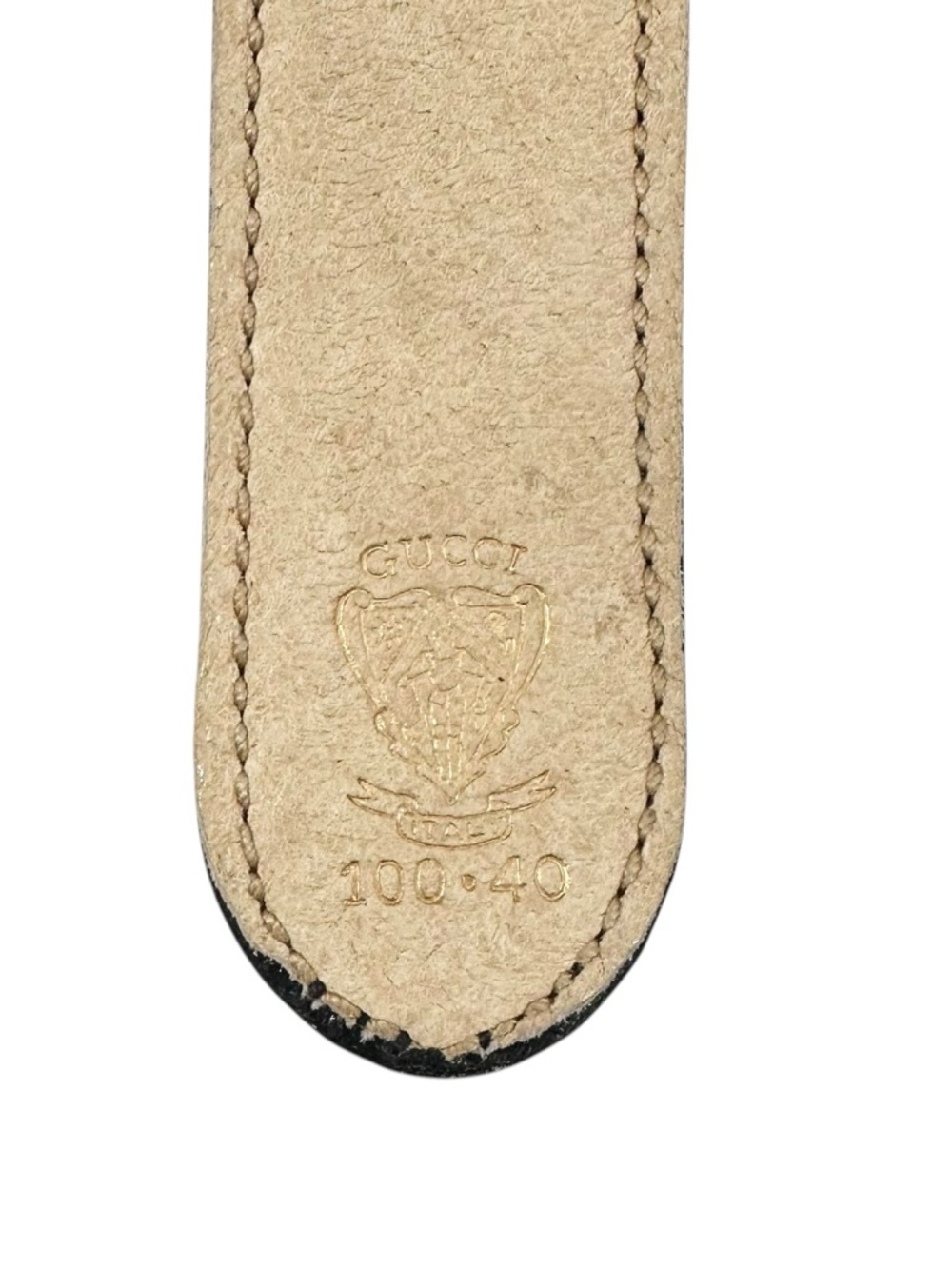 Gucci Black Leather & Silver Gold Engraved GG Belt - Picture 9 of 14